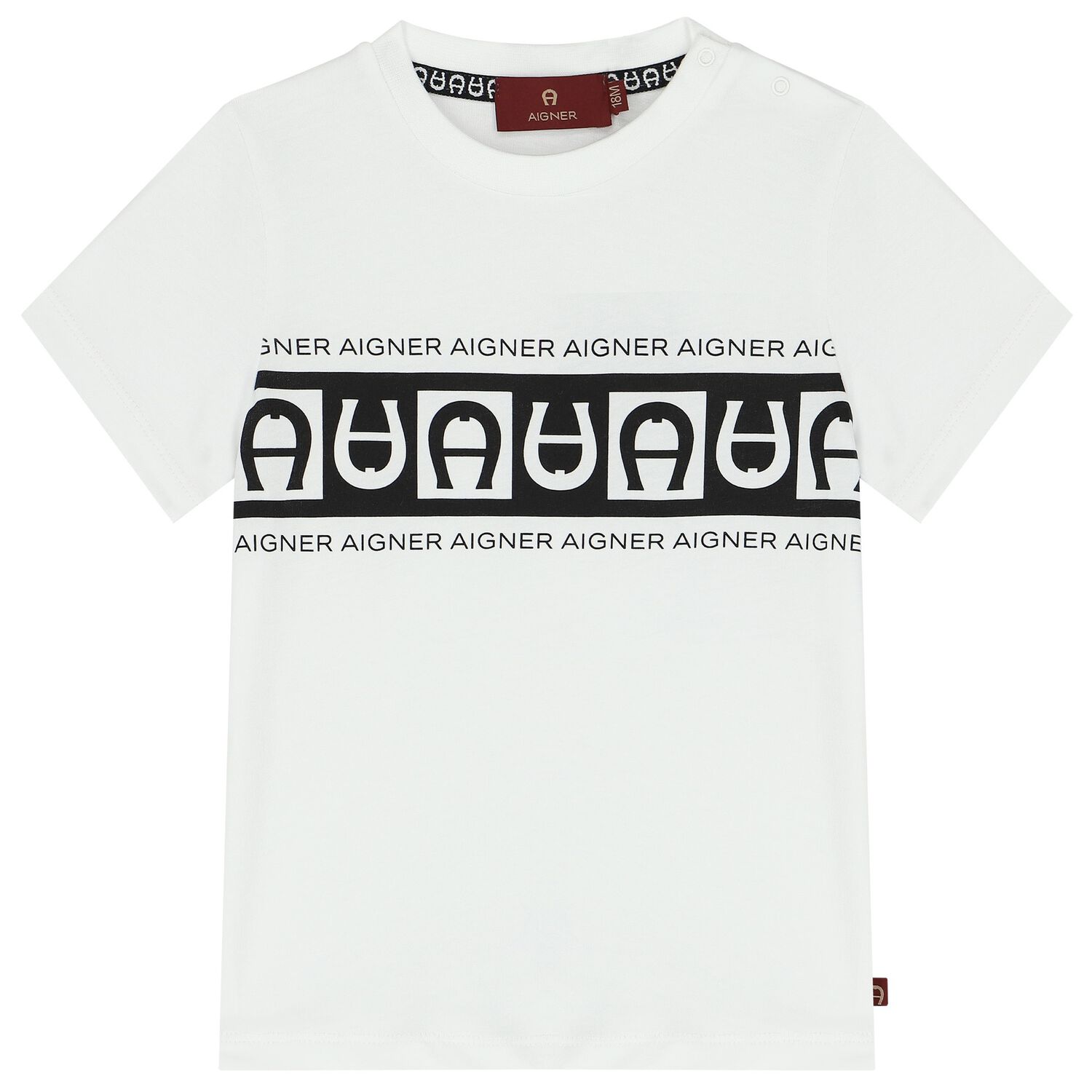 تيشيرت أولاد بالشعار باللون الأبيض, 1, hi-res