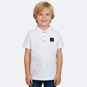 Boys White Logo Polo Shirt
