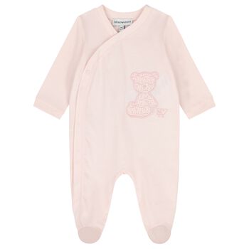 Baby Girls Pink Teddy Bear Babygrow