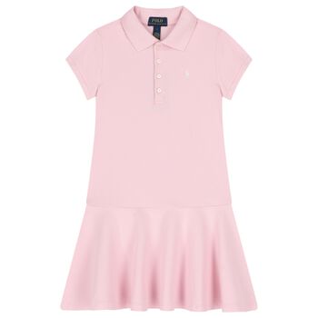 Girls Pink Logo Polo Dress