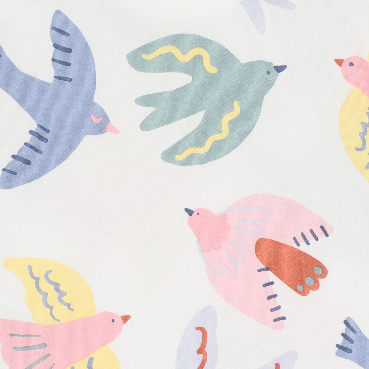 تيشيرت بشعار طائر باللون الأبيض للبنات, 1, hi-res