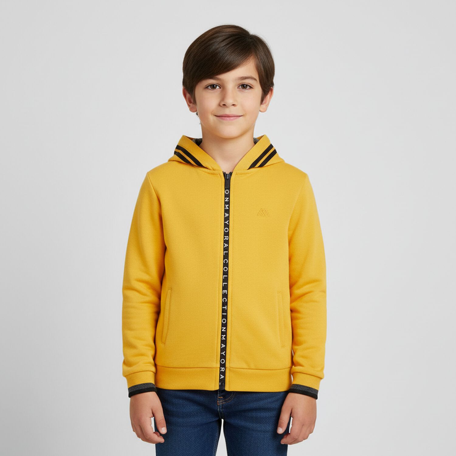 Boys Yellow Logo Zip Up Top, 2, hi-res image number null