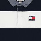 Boys Navy Blue & White Logo Striped Polo Shirt, 1, hi-res