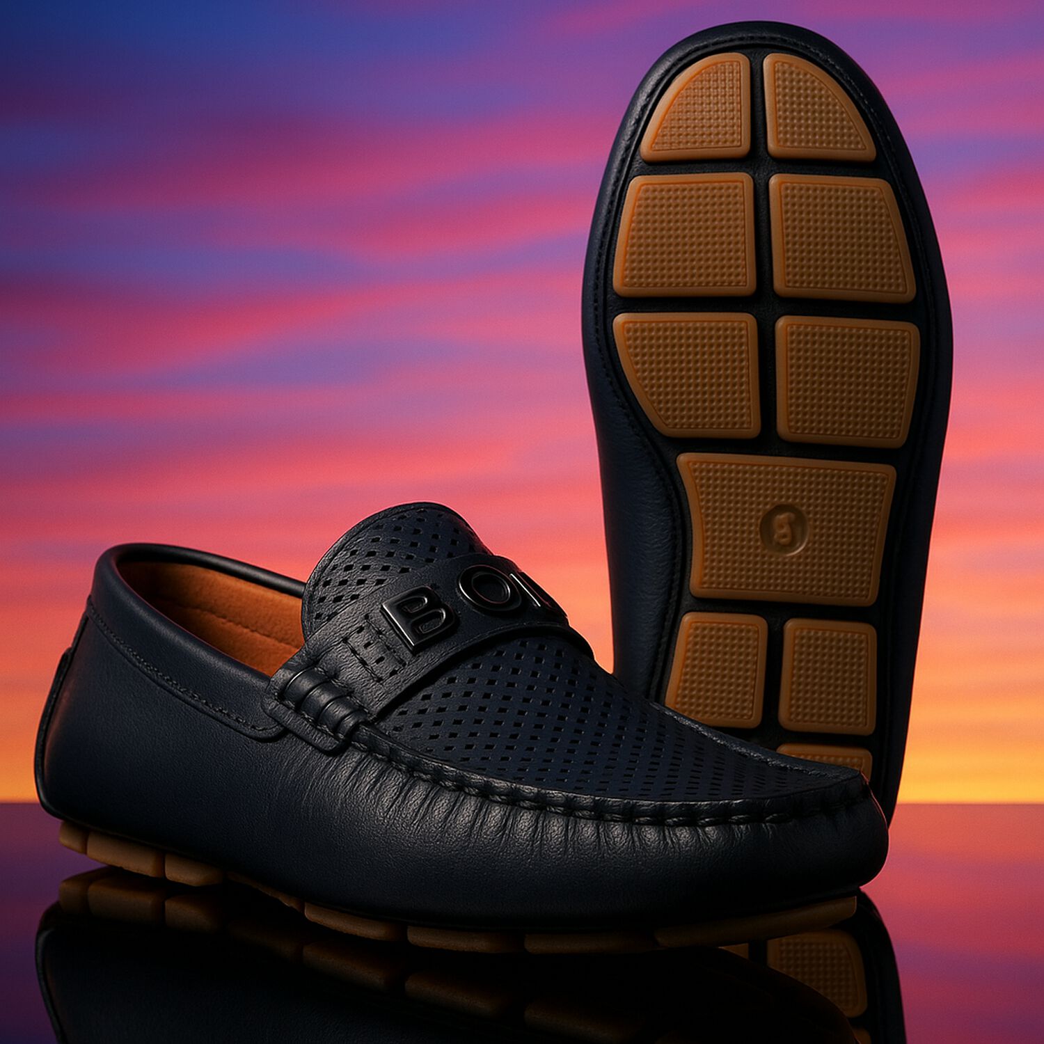 حذاء أولاد موكاسين بالشعار باللون الكحلي, 2, hi-res image number null