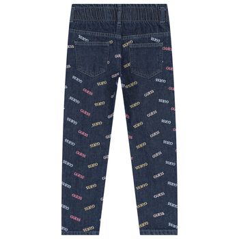 Girls Blue Logo Denim Jeans
