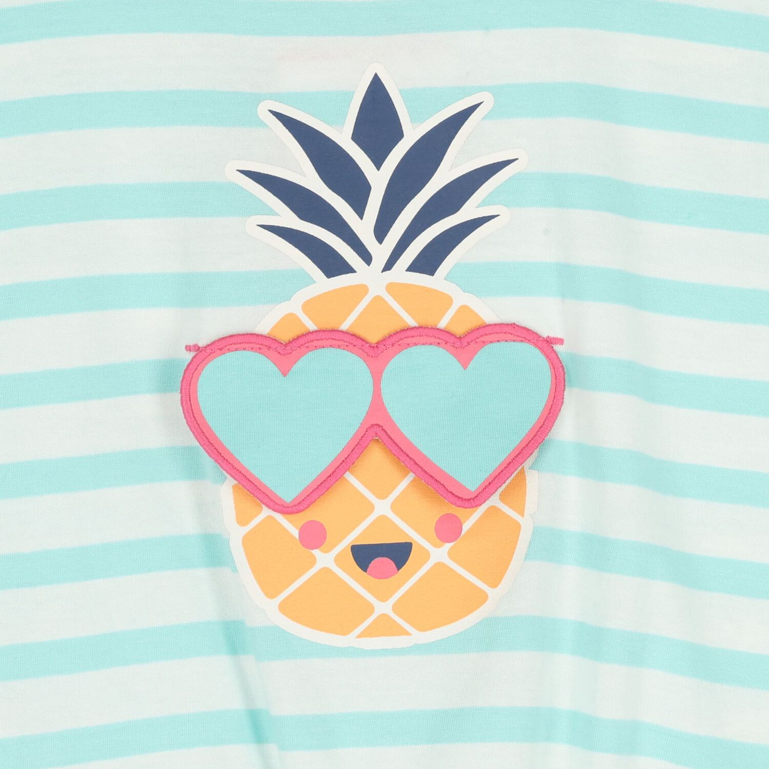 تشيرت مخطط باللونين الابيض و الاخضر للبنات , 1, hi-res