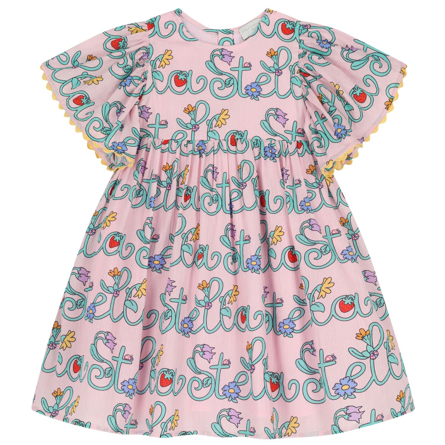 Girls Pink Logo Floral Dress, 1, hi-res