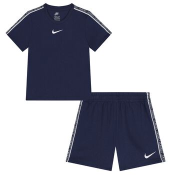 Boys Navy Blue Logo Shorts Set