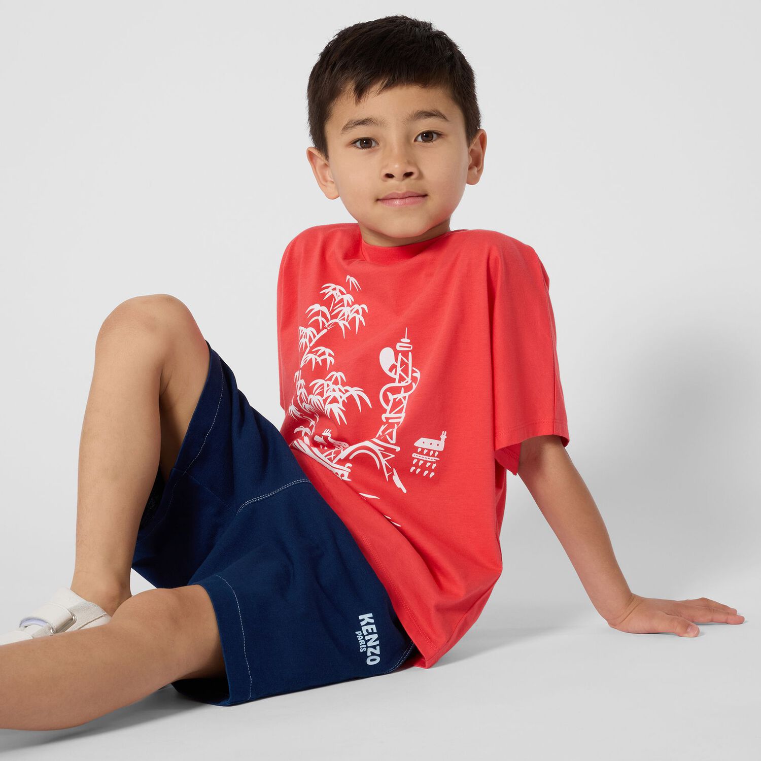 Red Eiffel Tower & Tiger Tail Logo T-Shirt, 1, hi-res