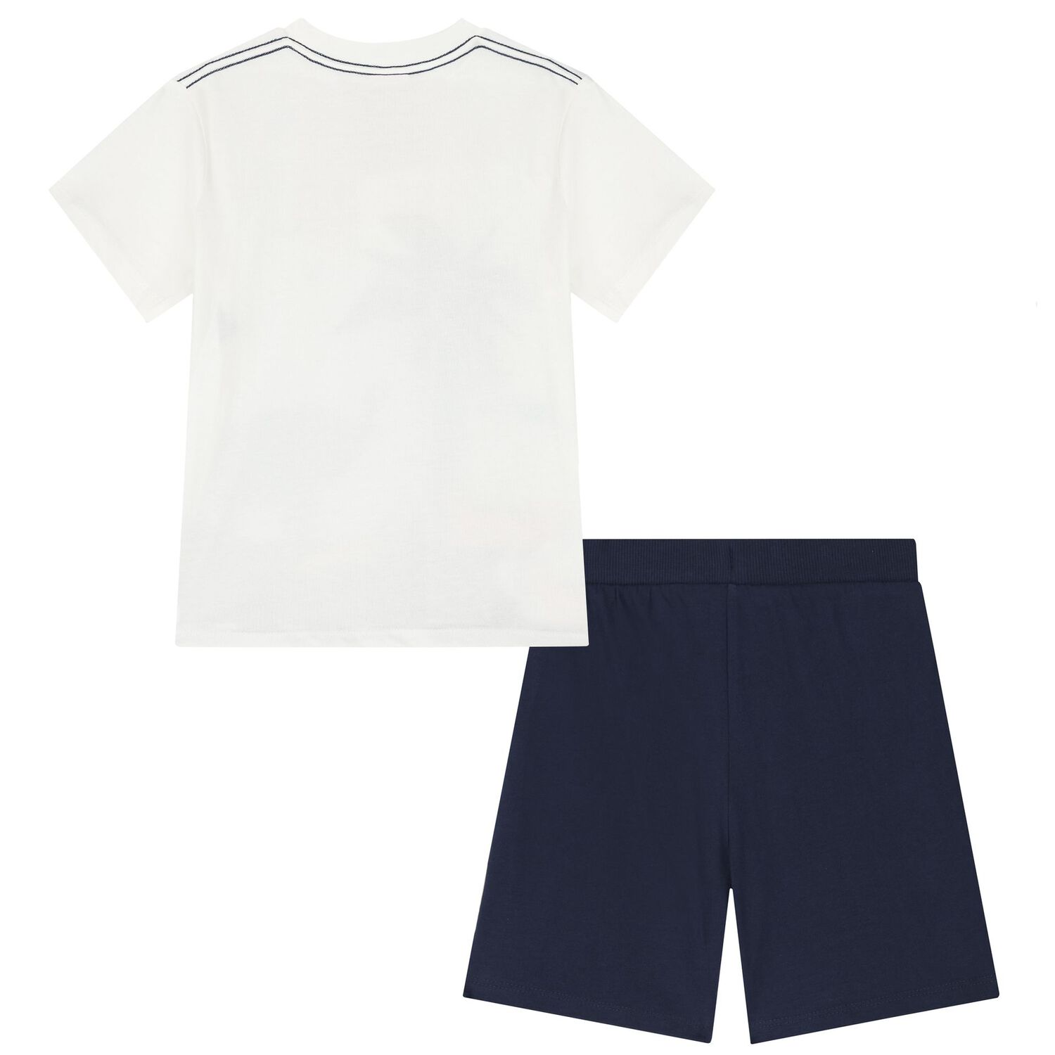 Boys White & Navy Blue Shorts Set, 1, hi-res