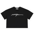 تيشيرت بنات بالشعار باللون الأسود, 2, hi-res