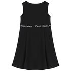 Girls Black Logo Dress, 1, hi-res