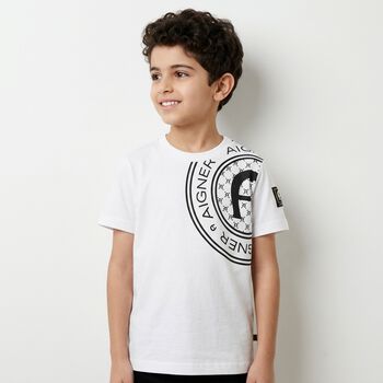 Younger Boys White Logo T-Shirt