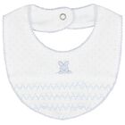 Baby Boys White & Blue Bunny Bib, 1, hi-res
