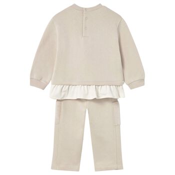 Younger Girls Beige Teddy Bear Tracksuit