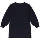 Girls Navy Blue Logo Sweatshirt Dress, 1, hi-res