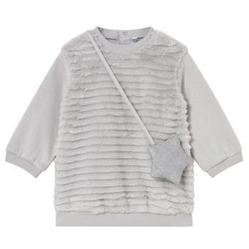 طقم فستان رمادي للفتيات الصغيرات