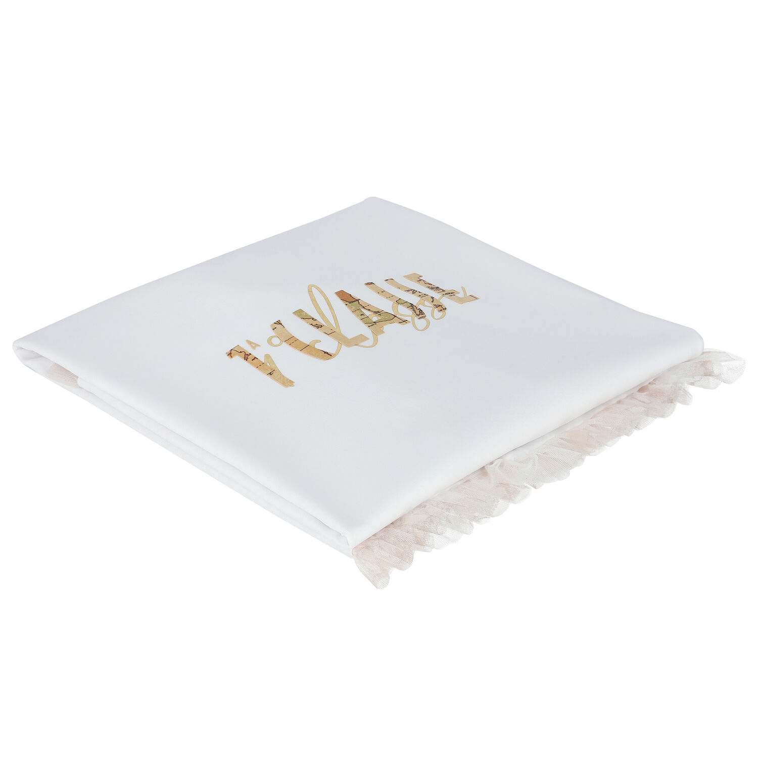 بطانية  بالشعار باللون الأبيض للبنات, 1, hi-res