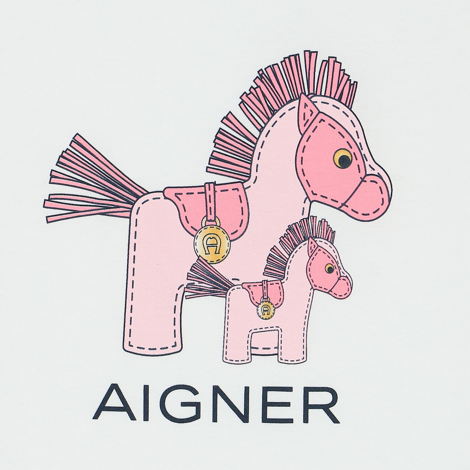 Girls White & Pink Horse Pyjamas, 2, hi-res image number null