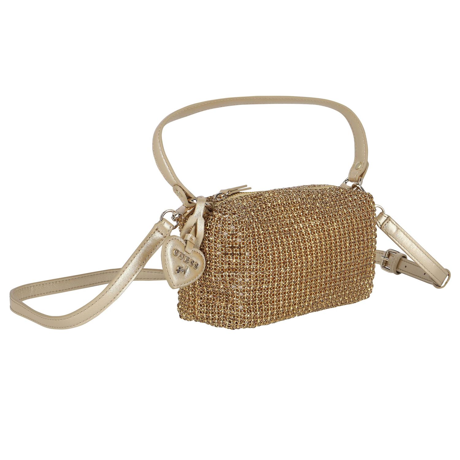 Girls Gold Rhinestone Logo Handbag, 1, hi-res