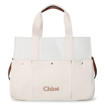 حقيبه تغيير حفاضات بالشعار باللون العاجى 