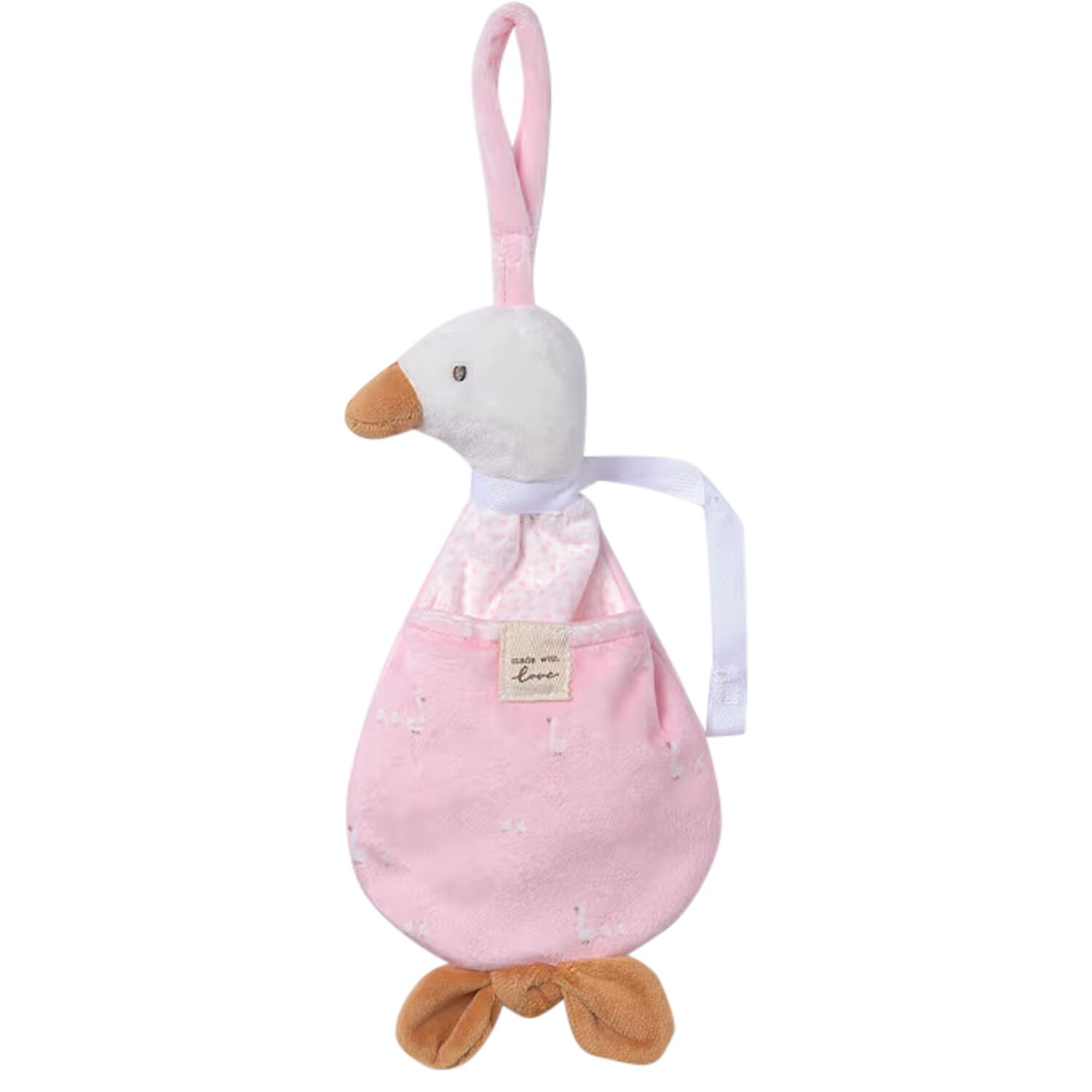 Baby Girls Pink Goose Dummy Holder Soft Toy, 2, hi-res