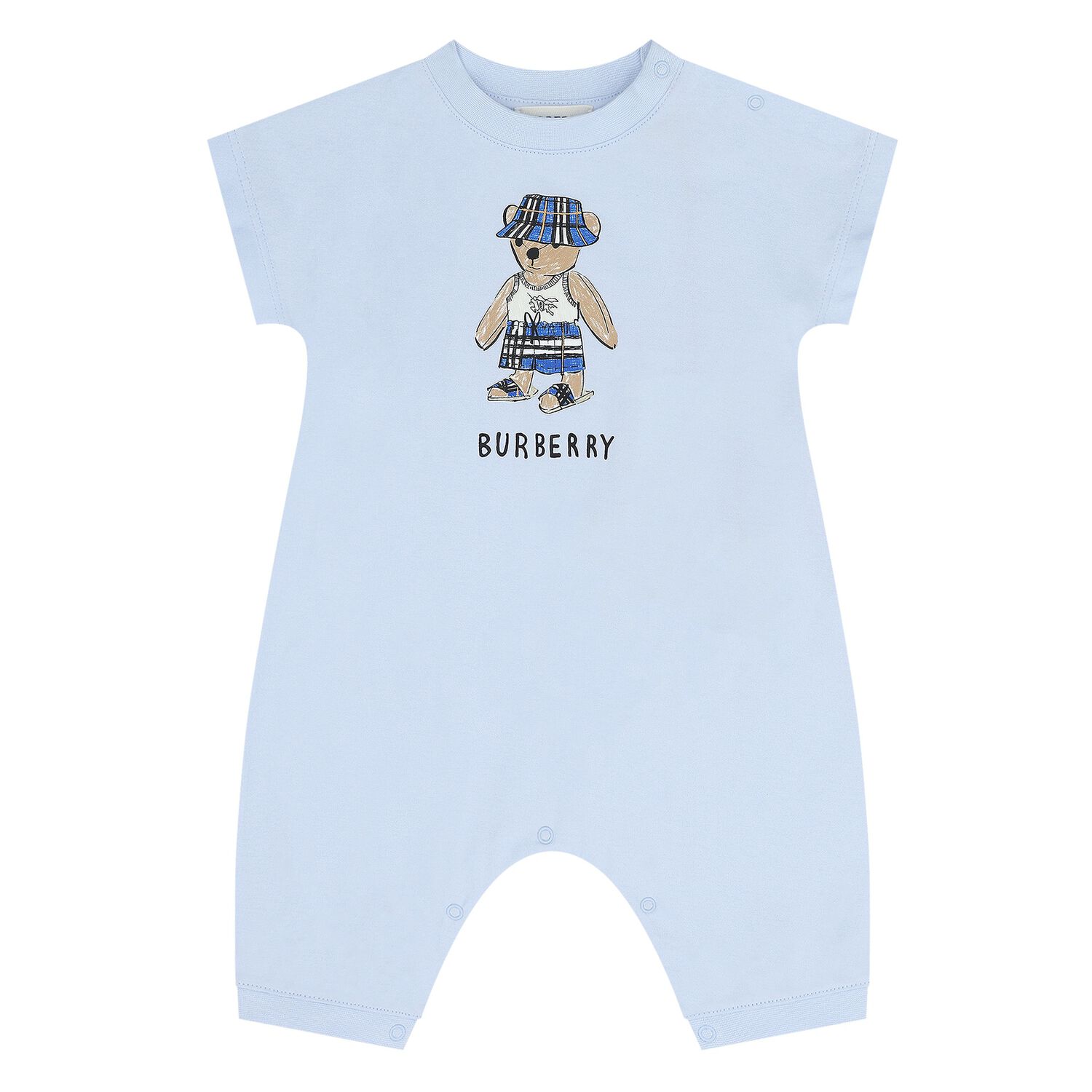 Baby Boys Blue Teddy Bear Logo Romper, 1, hi-res