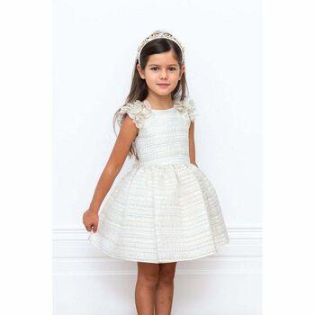 Girls Ivory & Gold Special Occasion Dress