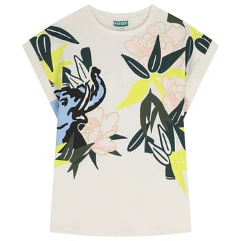 Girls Ivory Elephant Jungle Dress 