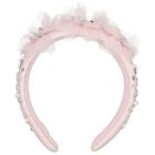 Girls Pink Flower Satin Headband, 1, hi-res