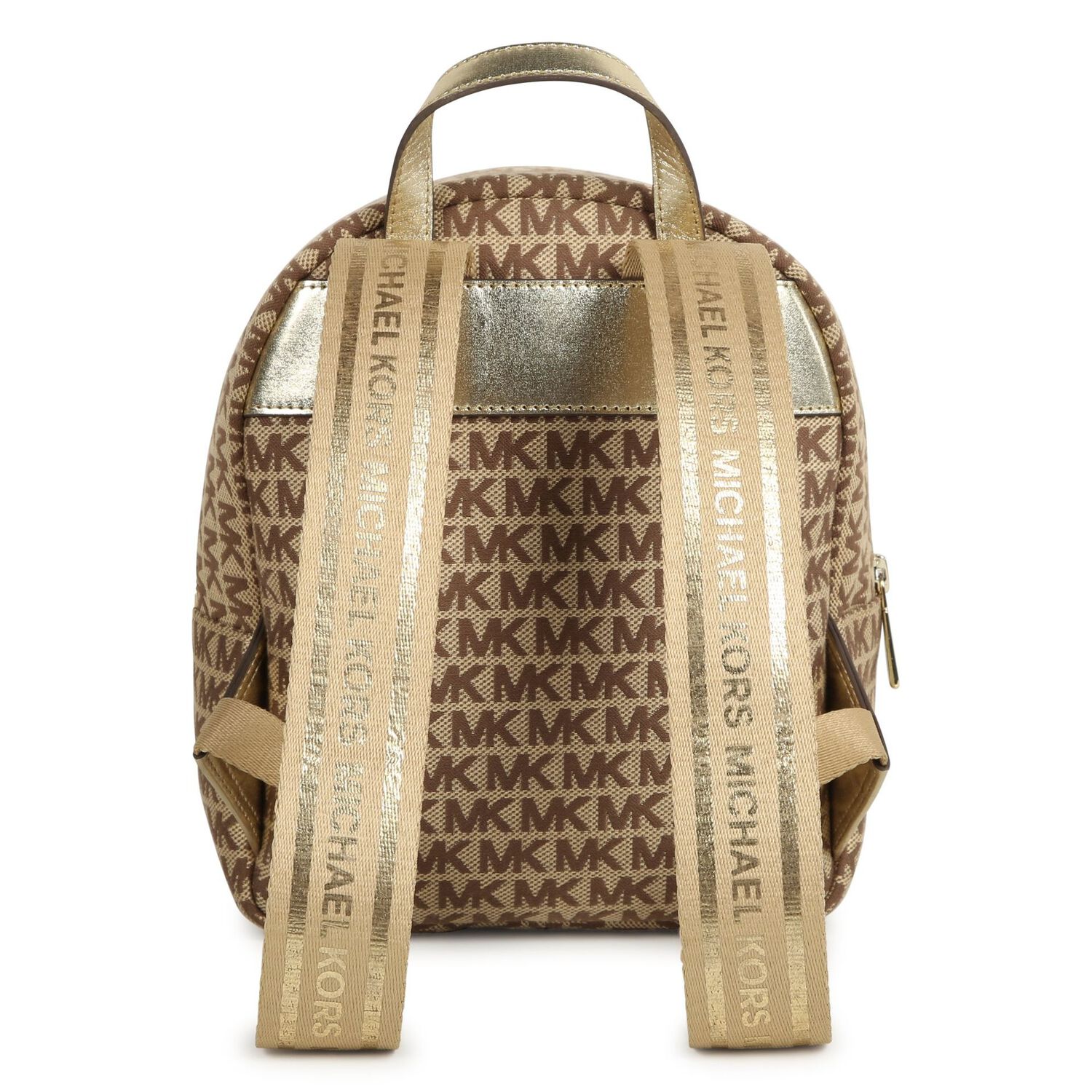 Girls Beige & Gold Logo Monogram Backpack, 1, hi-res