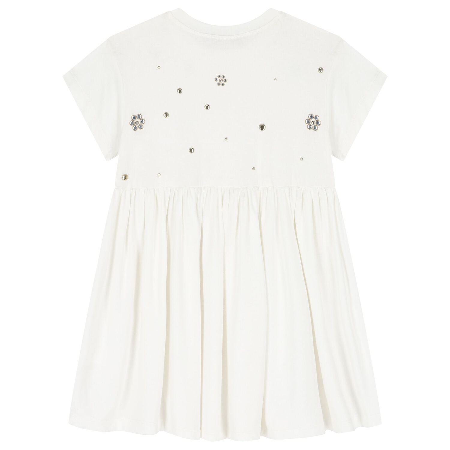 Girls White Embellished Dress, 1, hi-res image number null