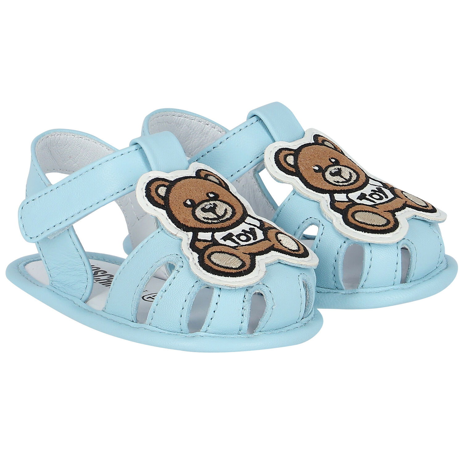 Blue Teddy Bear Logo Baby Sandals, 1, hi-res