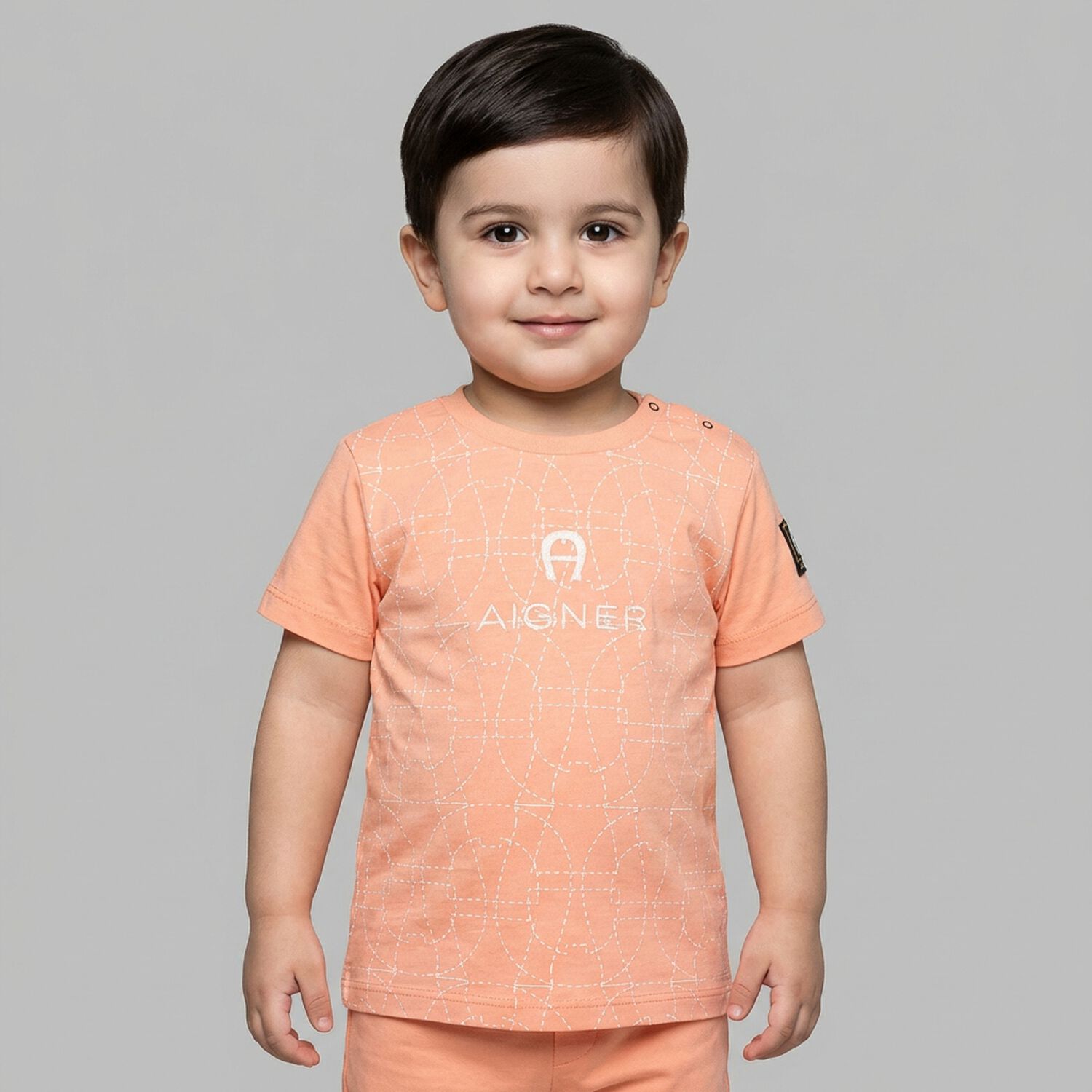 Younger Boys Orange Logo T-Shirt, 3, hi-res