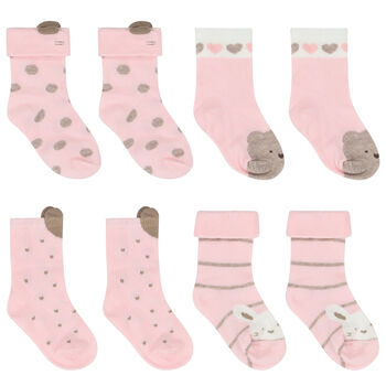 Baby Girls Pink Socks ( 4-Pack )