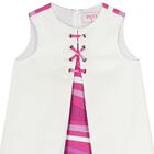 Girls White & Purple Marmo Sleeveless Dress, 1, hi-res