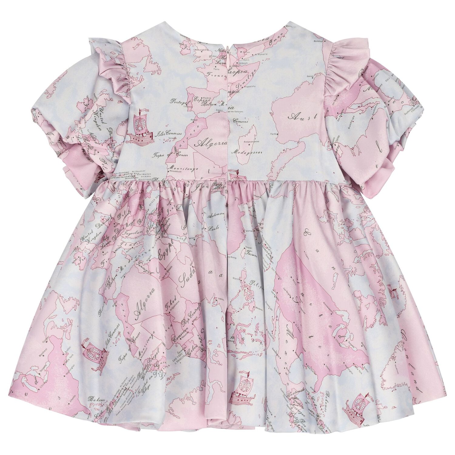 Younger Girls Pink & Blue Geo Map Dress, 1, hi-res image number null