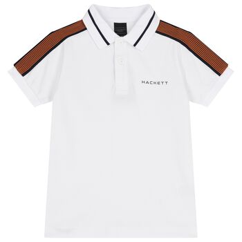 Boys White & Navy Blue Polo Shirt