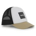 Boys White, Black & Beige Logo Cap, 1, hi-res
