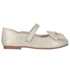 Girls Gold Bow Shoes, 1, hi-res