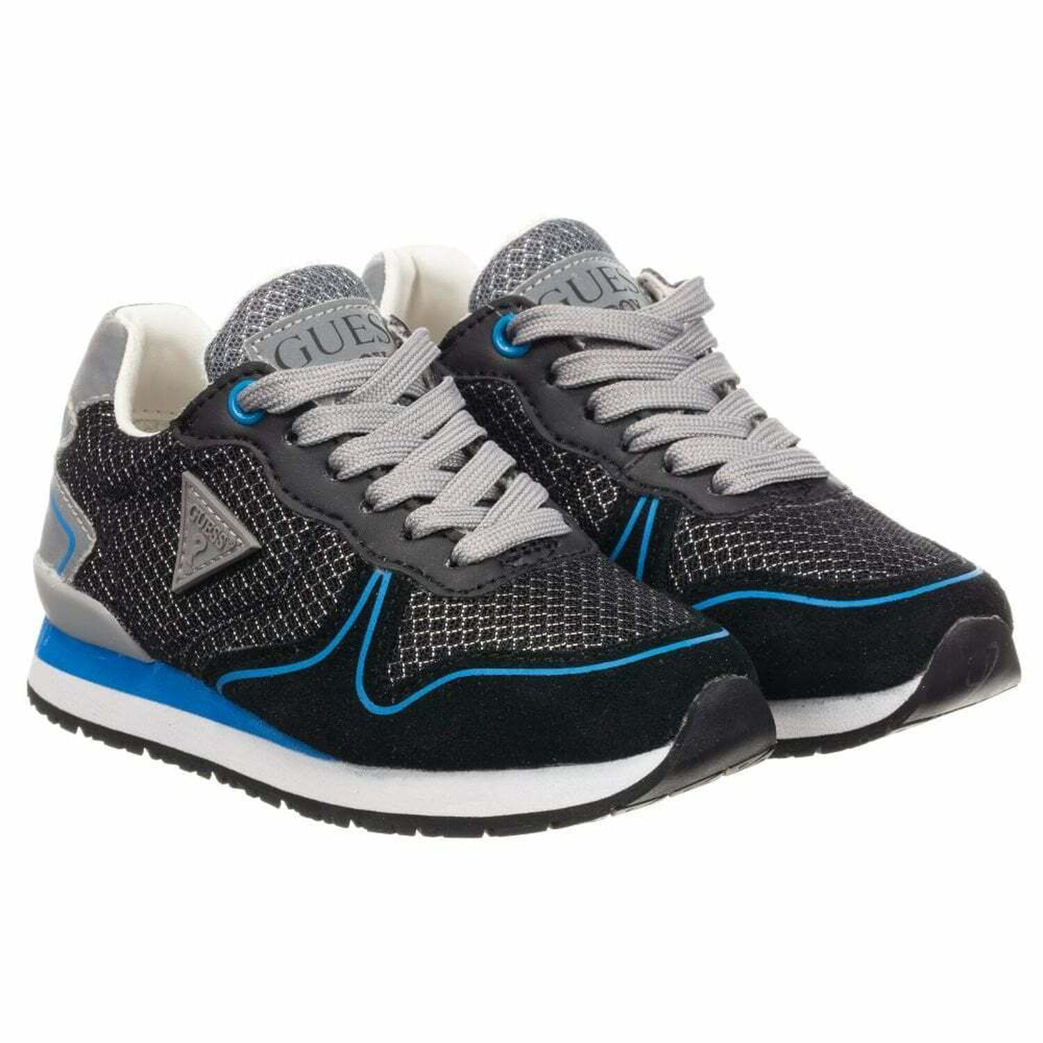 Boys black & Blue Trainers, 1, hi-res
