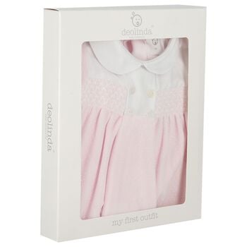 Baby Girls Pink & White Dot Babygrow