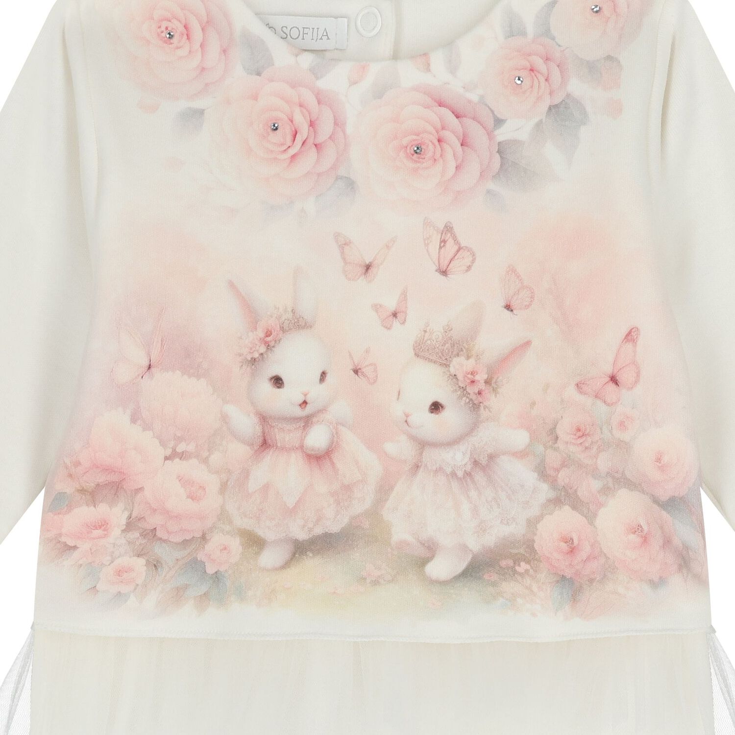 Baby Girls Ivory Bunnies Babygrow, 1, hi-res