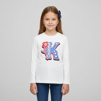 Girls Ivory Logo Long Sleeve Top