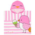 منشفة بونشو مخططة باللونين الوردي والأبيض للبنات, 1, hi-res