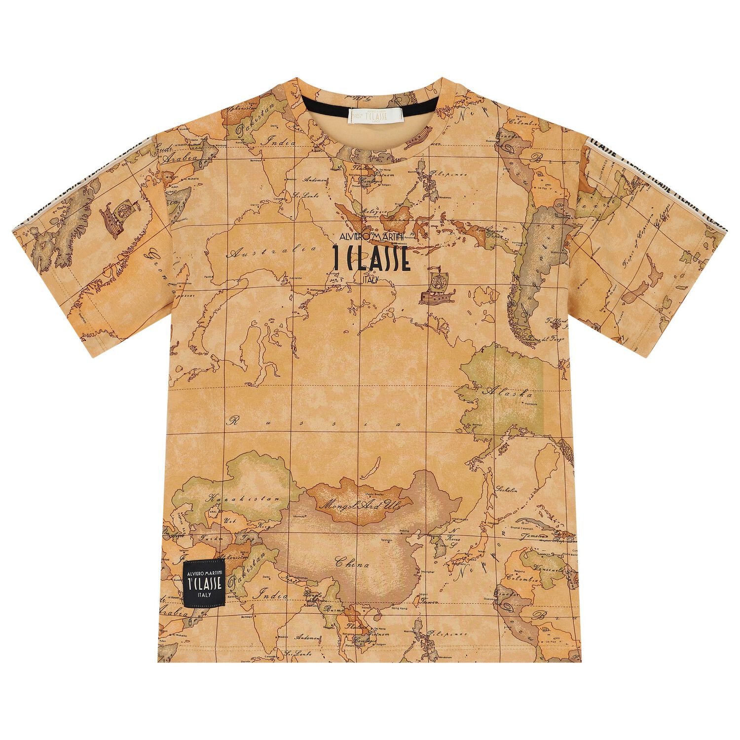 Boys Beige Geo Map T-Shirt, 1, hi-res image number null