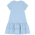 Girls Blue Logo Dress, 1, hi-res