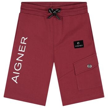 Boys Burgundy Logo Shorts