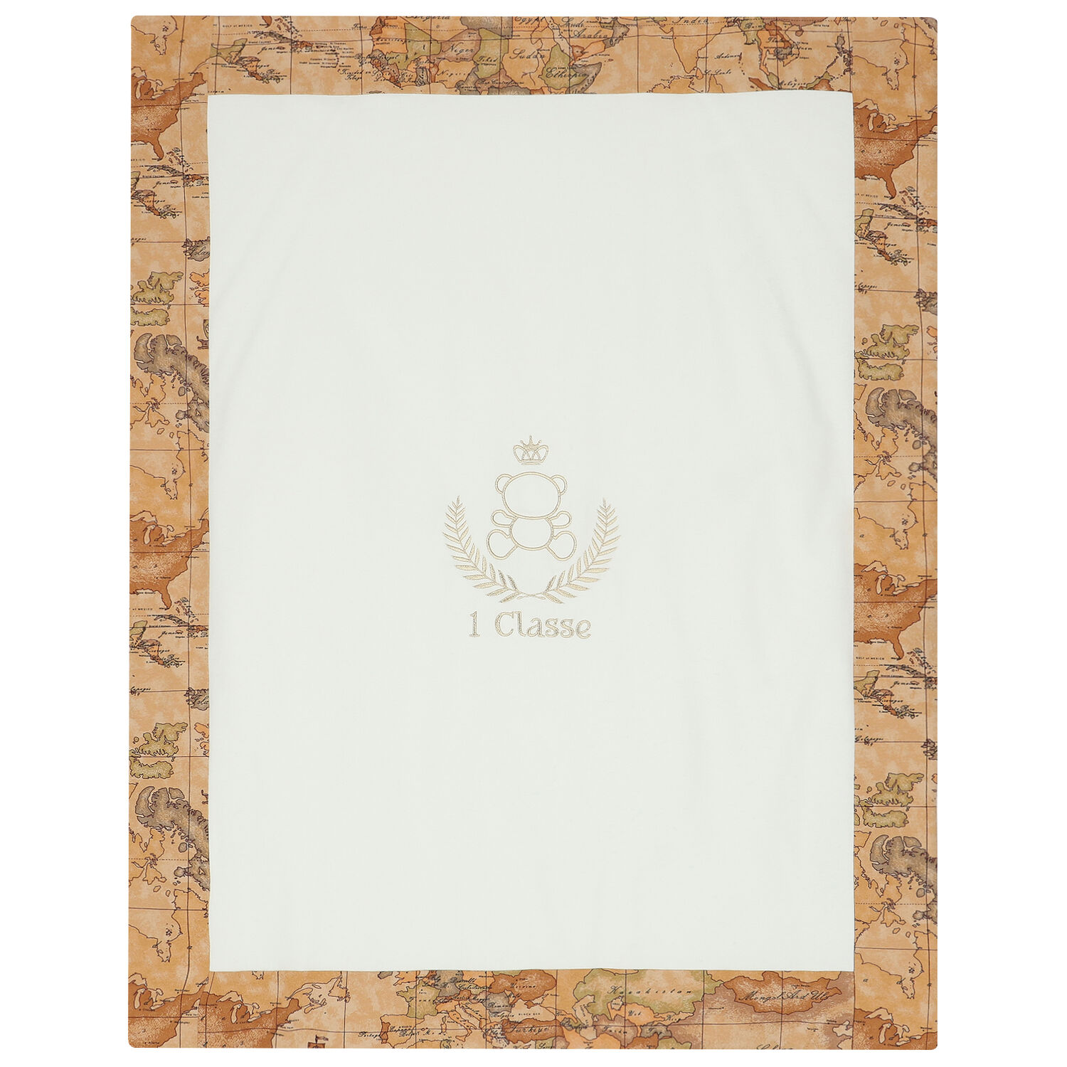 بطانية بشعار خريطة باللون العاجي والبيج, 1, hi-res