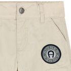 Younger Boys Beige Logo Shorts, 1, hi-res